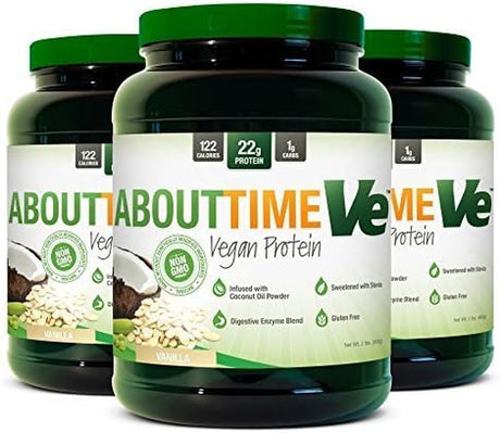 About Time Natural Vegan Protein Chocolate 2Lb - 24G Protein, Non-Gmo, Plant Based, Gluten Free, Soy Free, Dairy Free, 32 Servings