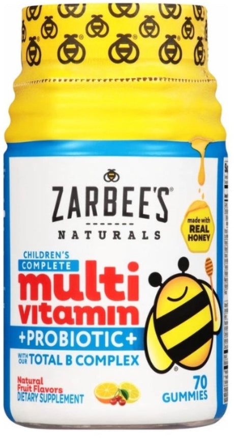 Zarbee'S Naturals Children'S Complete Multivitamin + Probiotic Gummies, Natural Fruit Flavor, 70 Ea (Pack of 3)