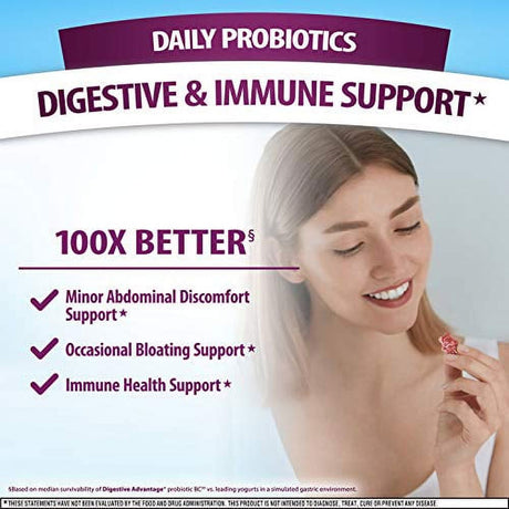 Digestive Advantage Probiotic Gummies for Digestive Health, Daily Probiotics for Women & Men, Support for Occasional Bloating, Minor Abdominal Discomfort & Gut Health, 90Ct Superfruit