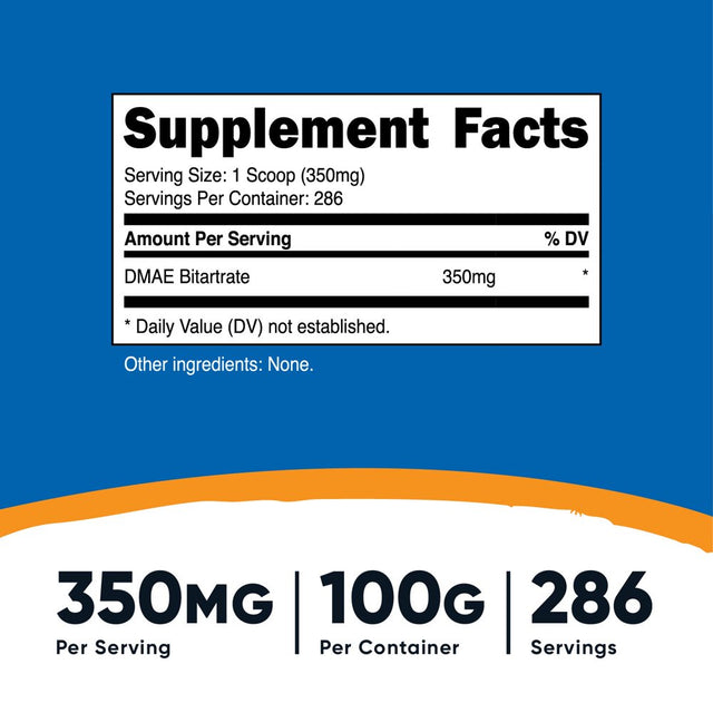 Nutricost DMAE Bitartrate Powder 100 Grams - Gluten Free & Non-Gmo Supplement