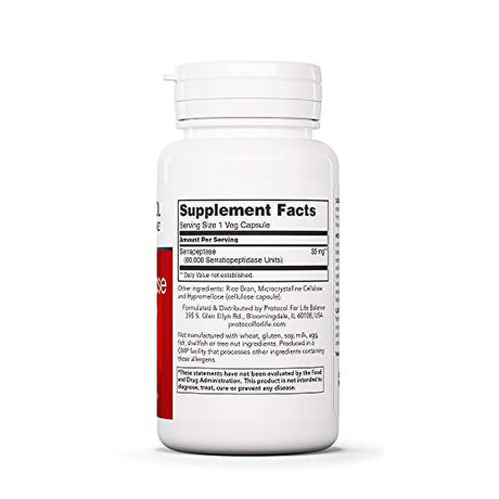 Protocol Serrapeptase - Protein Digestive Enzymes - Gut Health - 60 Veg Caps