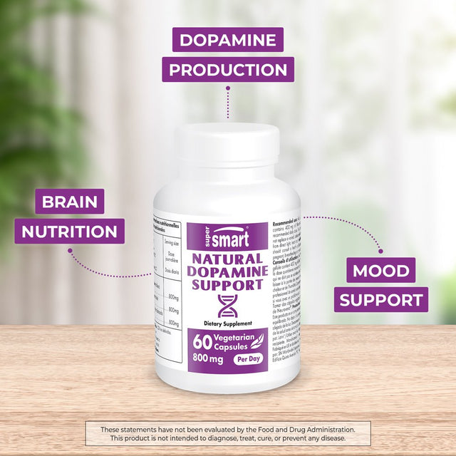 Supersmart - Natural Dopamine Support 800 Mg per Day - Brain Supplement - Memory Pills - Neuravena (Avena Sativa 0.3% Isovitexin) | Non-Gmo & Gluten Free - 60 Vegetarian Capsules