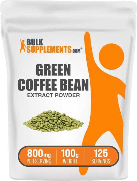 BULKSUPPLEMENTS.COM Green Coffee Bean Extract Powder - Green Coffee Bean Supplements, Green Coffee Bean Powder - Green Coffee Extract, Gluten Free - 800Mg per Serving, 100G (3.5 Oz)