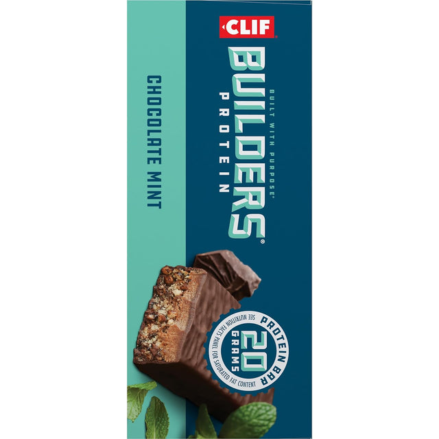 CLIF Builders - Chocolate Mint Flavor - Protein Bars - Gluten-Free - Non-Gmo - Low Glycemic - 20G Protein - 2.4 Oz. (6 Pack)