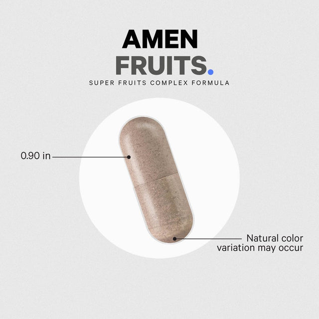 Amen Fruits, Daily Fruits Vitamins Supplements, Raw Whole Fruits Multivitamin Capsules, Vegan, 90 Ct