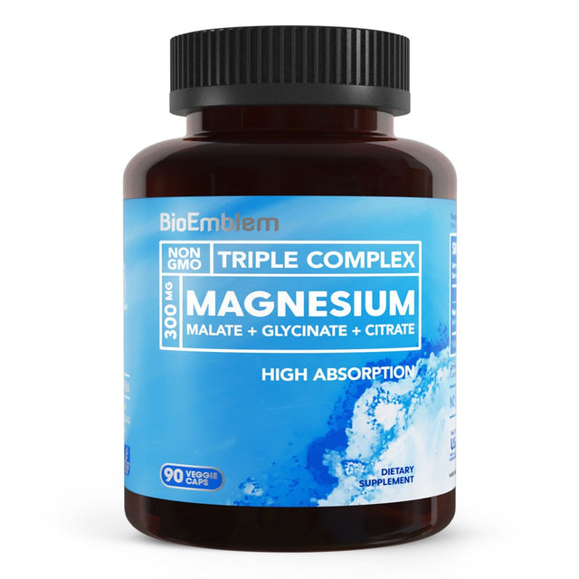 Bioemblem Supplement Triple Magnesium Complex and Turmeric Curcumin, Support for Muscles, Nerves, Joint & Heart Health