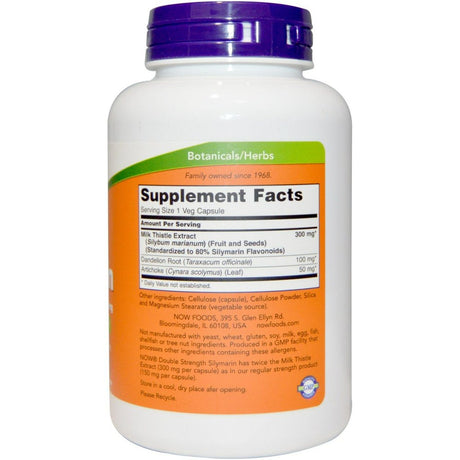 Now Foods - Silymarin, Milk Thistle Extract, 300 Mg, Artichoke and Dandelion for Support 200 Veg Capsules, 2 Pack