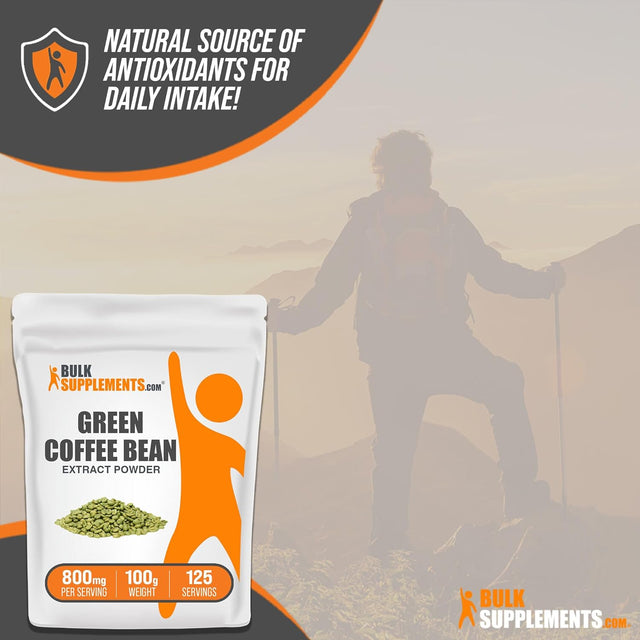 BULKSUPPLEMENTS.COM Green Coffee Bean Extract Powder - Green Coffee Bean Supplements, Green Coffee Bean Powder - Green Coffee Extract, Gluten Free - 800Mg per Serving, 100G (3.5 Oz)