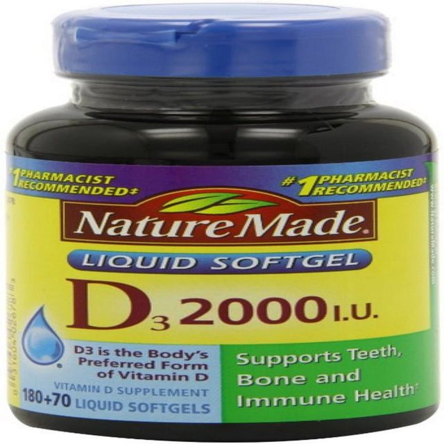 Nature Made Vitamin D3 2,000 I.U. Liquid Softgels 250 Ea