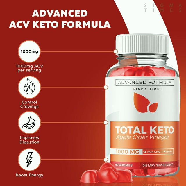 Total Keto ACV 1000Mg Weight Loss Gummies to Lose Belly Fat and Suppress Appetite 60 Gummies