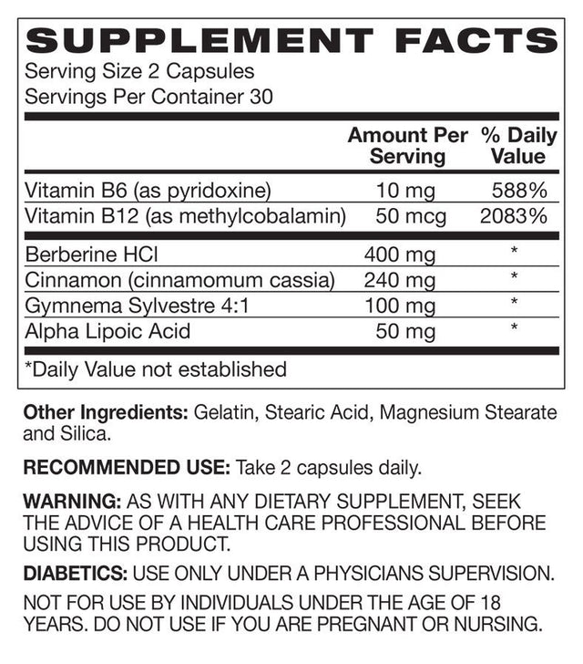 Gluco800 Blood Sugar Support Dietary Supplement to Promote Healthy Blood Sugar Levels with Alpha Lipoic Acid and Berberine. 30-Day Supply.