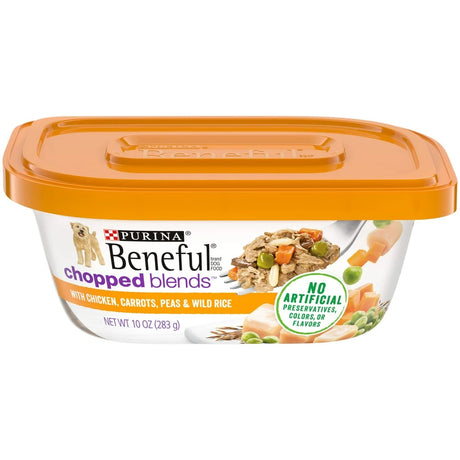 Purina Beneful Wet Dog Food for Adult Dogs, High Protein Gravy Chopped Blends, Chicken, 10 Oz Tub