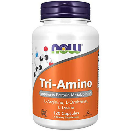 NOW Supplements, Tri-Amino with L-Arginine, L-Ornithine, L-Lysine, Supports Protein Metabolism*, 120 Capsules