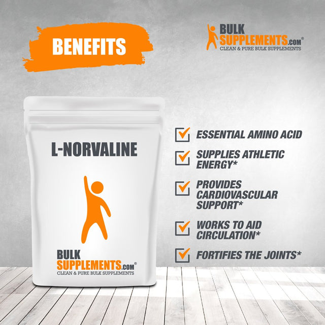 Bulksupplements.Com L-Norvaline Powder - Workout Supplement for Men - Muscle Building Supplements - Workout Supplements - Oxygen Boost (250 Grams)