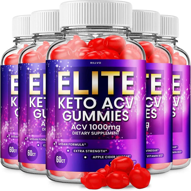 5 Pack Elite Keto ACV Gummies Elite Keto + ACV 500 Mg Advanced Formula Apple Cider Vinegar Keto Gummies 300 Gummies