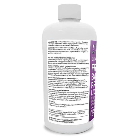 Dr. Berg'S Friendly Bacteria Probiotic Liquid - Drink Mix W/ 12 Live Probiotic Strains - Men Women & Kids - 16.3 Fl Oz