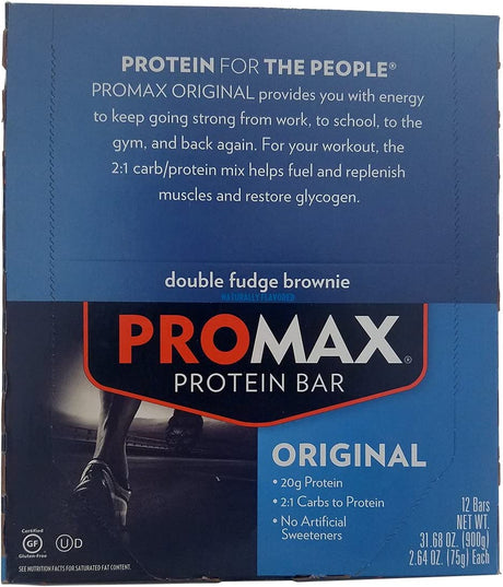 Promax Protein Bar Double Fudge Brownie - 12 - 2.64 Oz (75 G) Bars [31.68 Oz (900 G)]