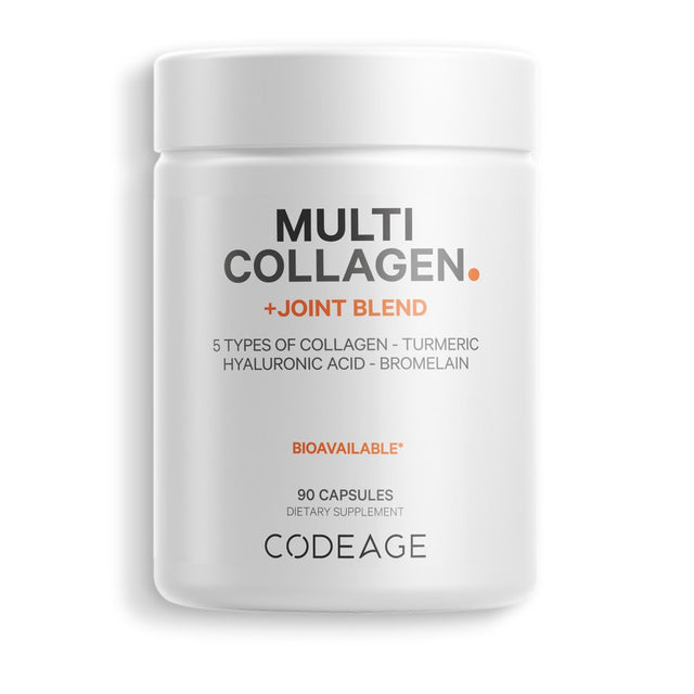 Codeage Multi Collagen Protein + Joint, Astaxanthin, Bromelaine, Hyaluronic Acid, Boswellia, Turmeric, 90 Ct