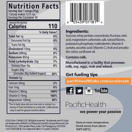 Accelerade Pacifichealth, All Natural Sport Hydration Drink Mix with Protein, Carbs, and Electrolytes for Superior Energy Replenishment - Net Wt. 2.06 Lb., 30 Serving (Orange)