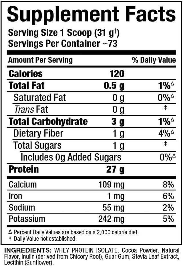 ALLMAX ISONATURAL Whey Protein Isolate, Chocolate - 5 Lb - 27 Grams of Protein per Scoop - Zero Fat & Sugar - 99% Lactose Free - with Prebiotics - No Artificial Flavors - Approx. 73 Servings