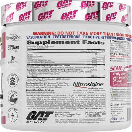 GAT Sport Nitraflex Advanced Pre-Workout Powder, Increases Blood Flow, Boosts Strength and Energy, Improves Exercise Performance, Creatine-Free (Fruit Punch, 30 Servings)