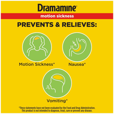 Dramamine Non-Drowsy, Motion Sickness Relief, Made with Natural Ginger, 18 Count, 2 Pack