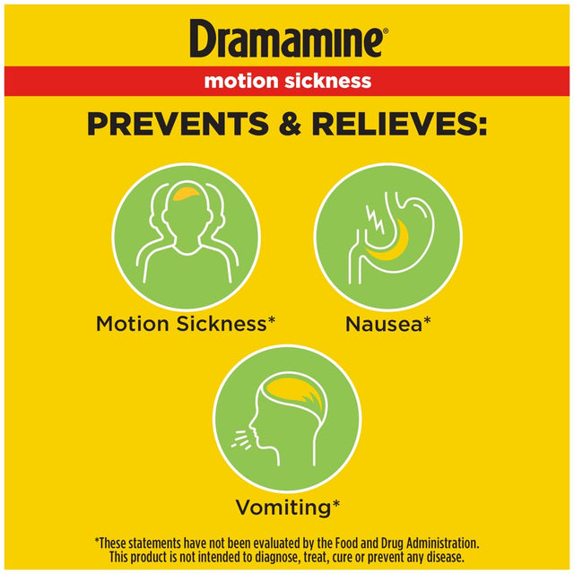 Dramamine Non-Drowsy, Motion Sickness Relief, Made with Natural Ginger, 18 Count