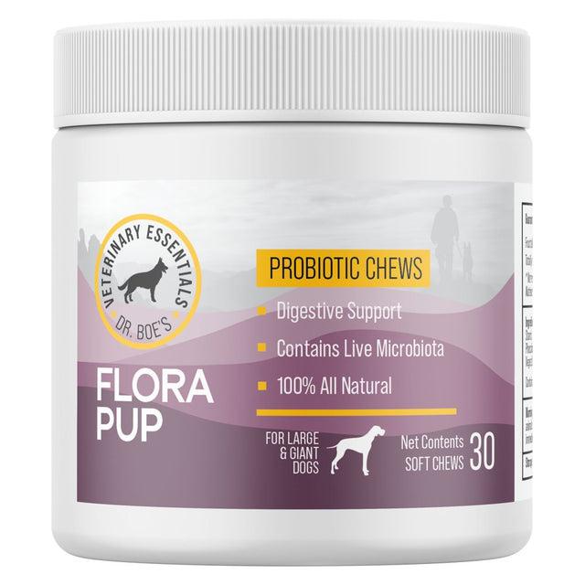 Dr. Boe'S Veterinary Essentials Florapup Probiotic & Digestive Support for Dogs - Maintains Gut Health & Reduces Inflammation - 30 Count (Large & Giant Dogs)