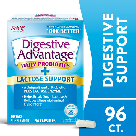 Digestive Advantage Lactose Defense Formula Probiotic, Digestive Enzyme Supplement - 96 Capsules