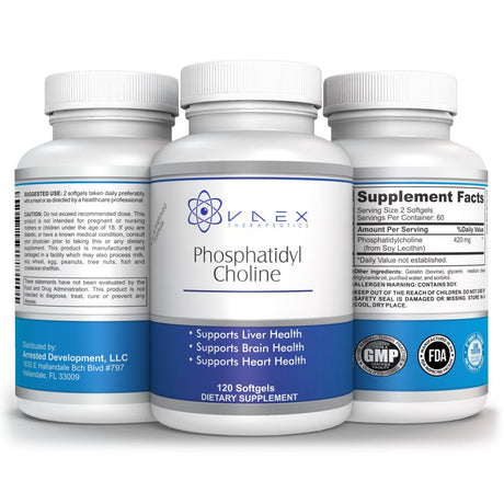 Vaex Therapeutics Phosphatidyl Choline PC 120 Softgels for Liver and Brain Support