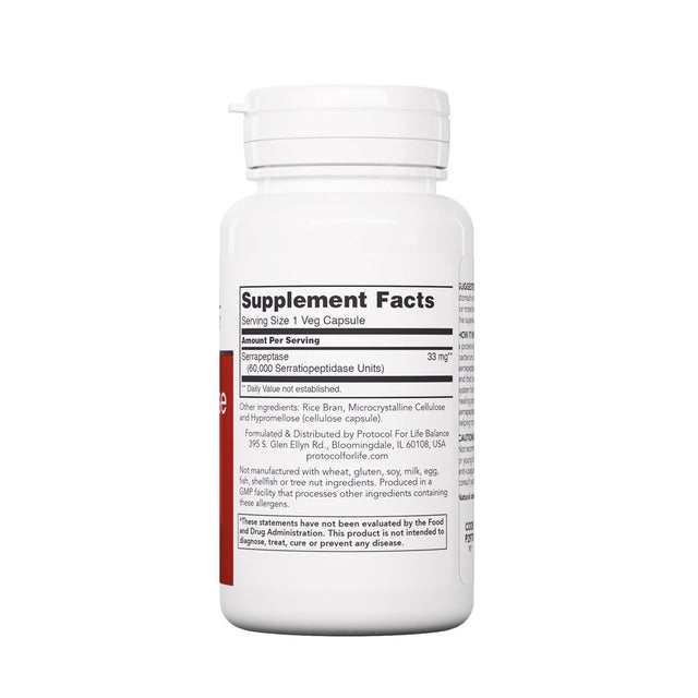 Protocol Serrapeptase - Protein Digestive Enzymes - Gut Health - 60 Veg Caps