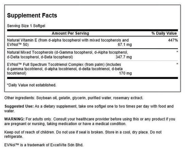 Swanson Full Spectrum Vitamin E with Tocotrienols - Promotes Heart Health and Cellular Health Support - Natural Supplement for Overall Wellness - (120 Softgels)