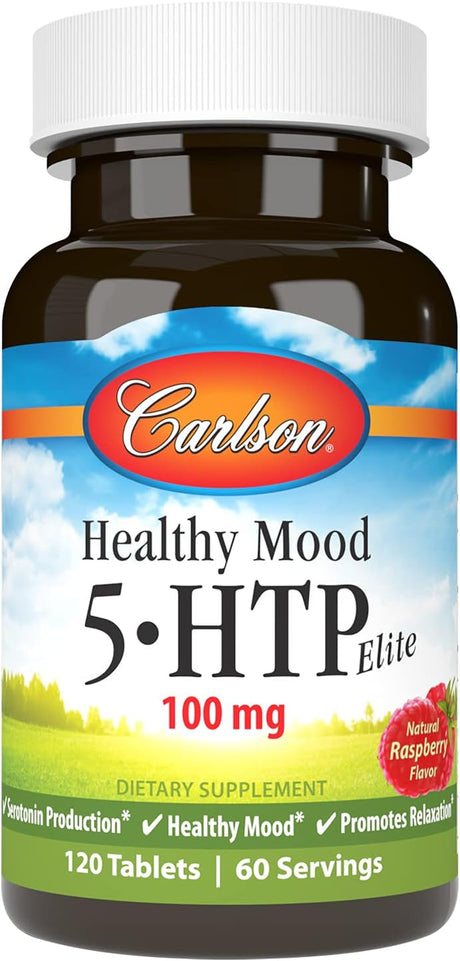 Carlson Healthy Mood 5-Htp Elite 50Mg Raspberry Chewables, 120 Tablets