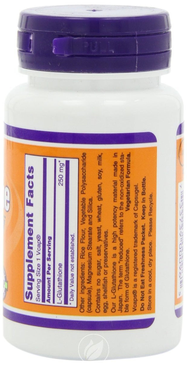 Now Foods L-Glutathione 250Mg, 60 Caps, Pack of 2