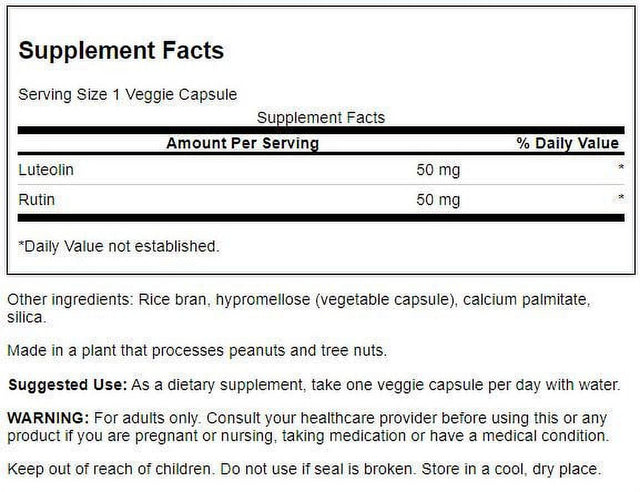 Swanson Luteolin Complex Vegetable Capsules, 100 Mg, 30 Count | Molecularly Similar to Apigenin, Luteolin, and Quercetin