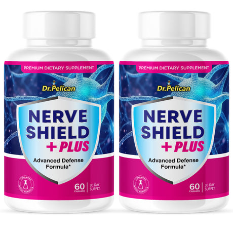 Nerve Shield + PLUS- Focus/Nerves & Immune Health- 2 Bottles- 120 Capsules- Dr. Pelican