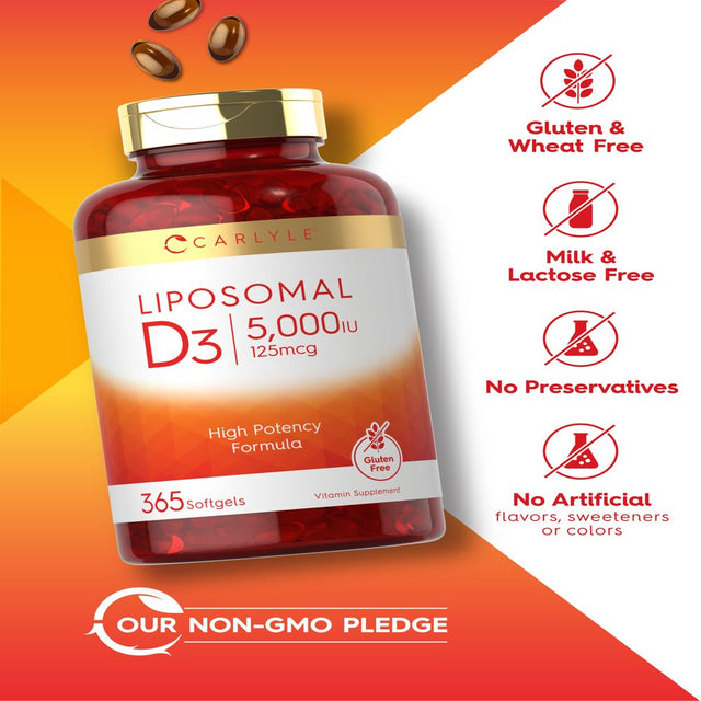 Liposomal Vitamin D3 | 5000Iu | 365 Softgels | by Carlyle