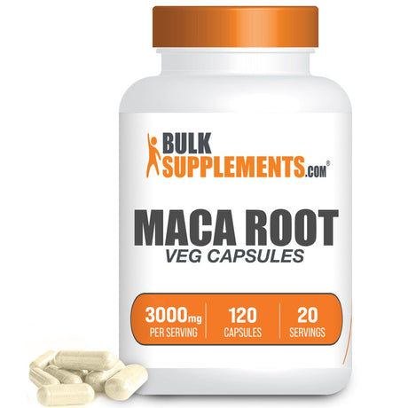 Bulksupplements.Com Maca Root Extract Capsules, 3000Mg - Brain & Immune Support Supplements (120 Veg Caps - 20 Serv)