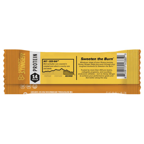 Honey Stinger Nut + Seed Bar, Peanut and Sunflower Seed, 16G Protein, 12 Count