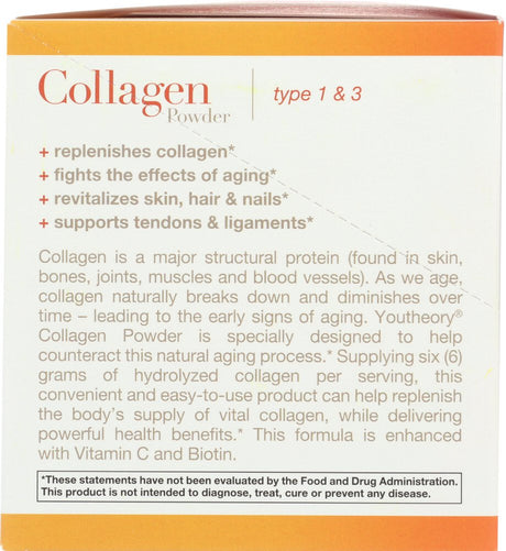 Youtheory Vanilla Collagen Powder Dietary Supplement, 0.27 Oz, 21 Count