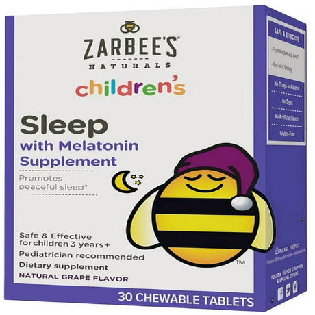 Zarbee'S Naturals Children'S Sleep Chewable Tablets, Grape 30 Ea (Pack of 3)