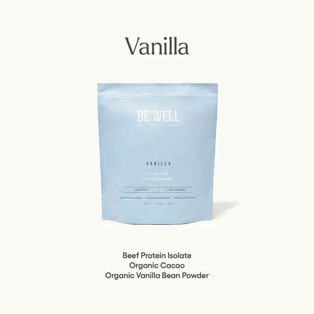 Be Well by Kelly - Swedish Grass-Fed Beef Protein Powder - Vanilla - 30 Servings