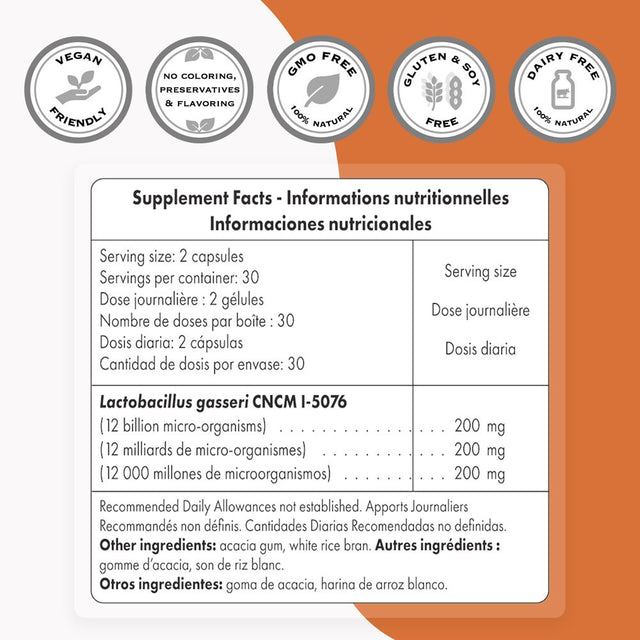 Supersmart - Lactobacillus Gasseri 12 Billion CFU per Day - Probiotic Strain Supplement - Digestive Health & Weight Control | Non-Gmo & Gluten Free - 60 DR Capsules