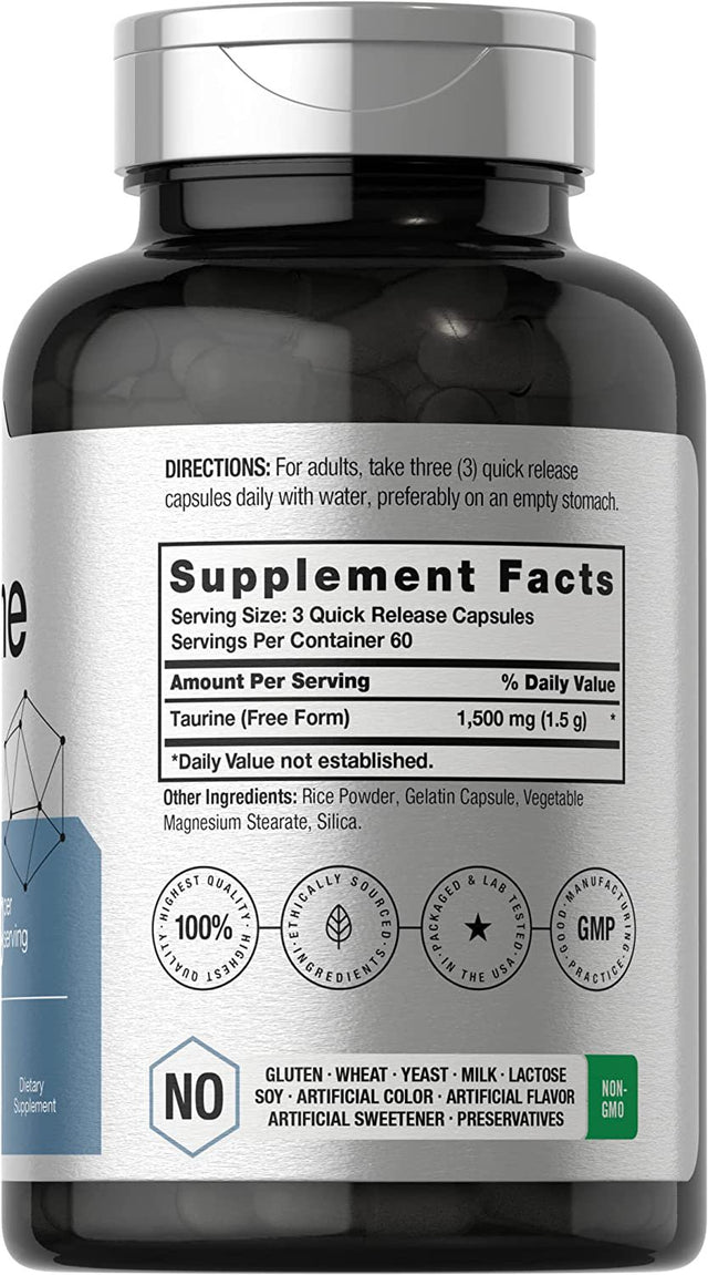 Taurine 1500Mg | 180 Capsules | by Horbaach