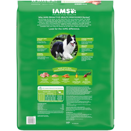 IAMS Adult Minichunks Small Kibble High Protein Dry Dog Food with Real Chicken, 38.5 Lb. Bag