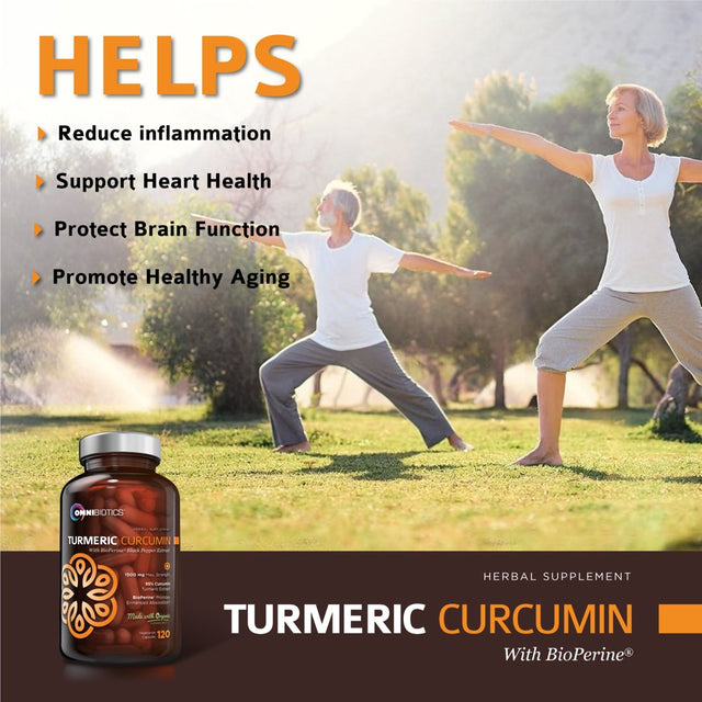 Organic Turmeric Curcumin Supplement 1500Mg 120 Vegetarian Capsules by Omnibiotics