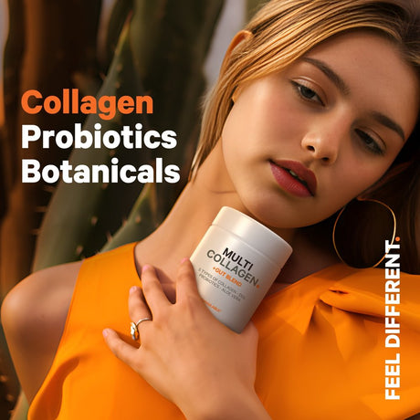 Multi Collagen Capsules + Gut Health Blend, Digestion Probiotics, Collagen 5 Types, Botanicals, 90 Ct