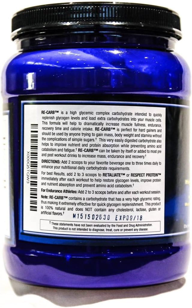 Best Complex Carbohydrate Powder~Re-Carb Unflavored 2.11G~ Micronized for Endurance & Muscle Fullness Add to Pre-Workout, Intra-Workout, Post-Workout & Protein Formula Improves Maximum Results