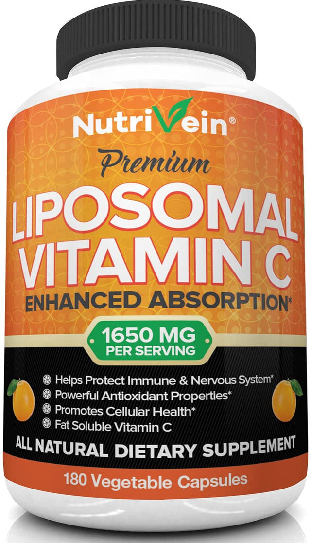 Nutrivein Liposomal Vitamin C 1650Mg - 180 Capsules - High Absorption Ascorbic Acid