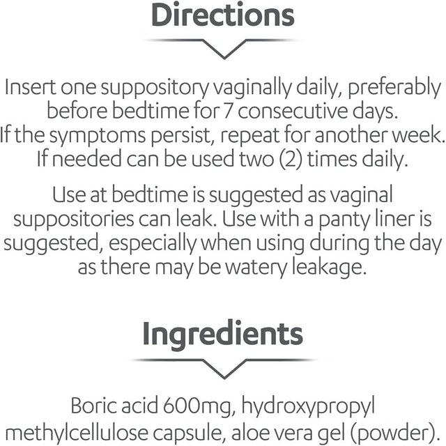 AZO Boric Acid Vaginal Suppositories, Supports Odor Control and Balance Vaginal PH with Boric Acid, Non-Gmo, 30 Count